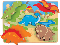 BigJigs puzzle en bois Dinosaures - jouet éducatif 5 pièces-2