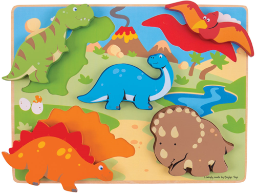 BigJigs puzzle en bois Dinosaures - jouet éducatif 5 pièces-2