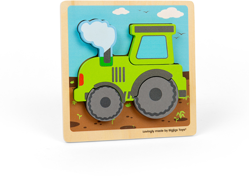 BigJigs puzzle en bois tracteur - jouet pour tout-petits - 5 pièces
