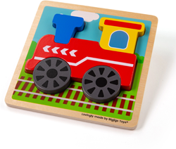 BigJigs puzzle train en bois - puzzle coloré pour tout-petits - jouet éducatif
