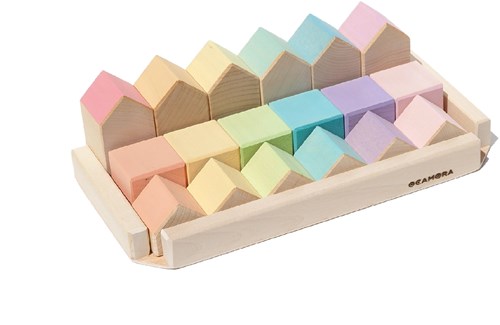 Ocamora jouet maisons et cubes - jouet éducatif en bois-3