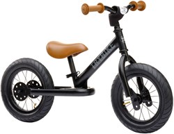 Trybike draisienne acier noir mat avec poignées et selle marron - deux-roues