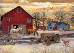 Cobble Hill puzzle 1000 pièces hiver à la ferme rustique