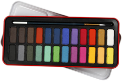 Creativ Company set d’aquarelle - palette de 24 couleurs avec pinceau