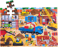 BigJigs puzzle de sol en bois chantier de construction - 48 pièces - jouet éducatif