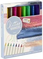 Craft Sensations Craft Sensations Glitter Marker Set 8 stuks