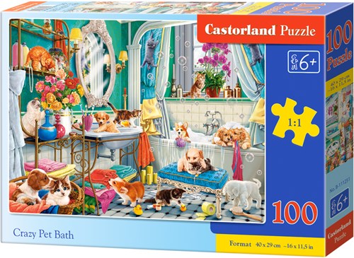Castorland puzzle animaux Crazy Pet Bath - 100 pièces colorées-2