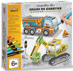 Crealign coffret véhicules de chantier - kit créatif à assembler