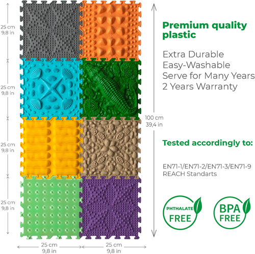 Ortoto Tapis de puzzle de massage sensoriel Herbe boîte 8 pièces-3