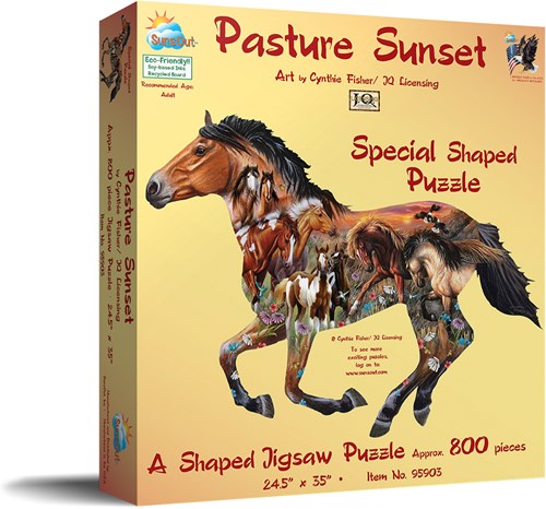 SunsOut puzzle animaux Pasture Sunset - 800 pièces - Cynthie Fisher-2