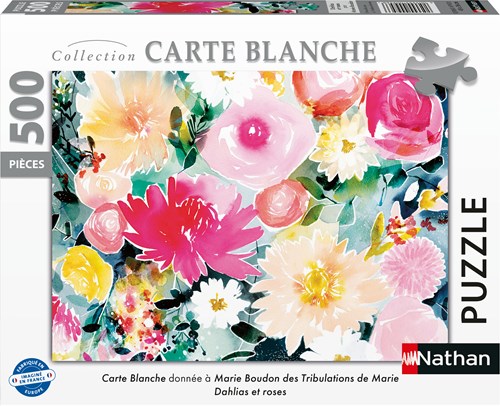 Nathan puzzle fleurs 500 pièces - Dahlias et roses Marie Boudon-2