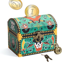 Djeco tirelire pirate - coffre au trésor en bois FSC décoration