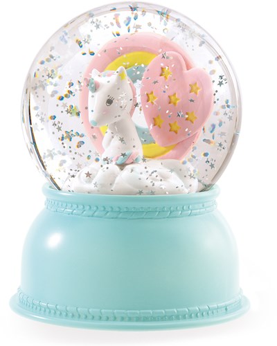 Djeco veilleuse licorne - boule à neige lampe à paillettes chambre enfant