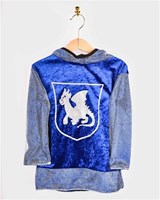 Den Goda Fen chemise de chevalier déguisement bleu avec capuche 98-104cm