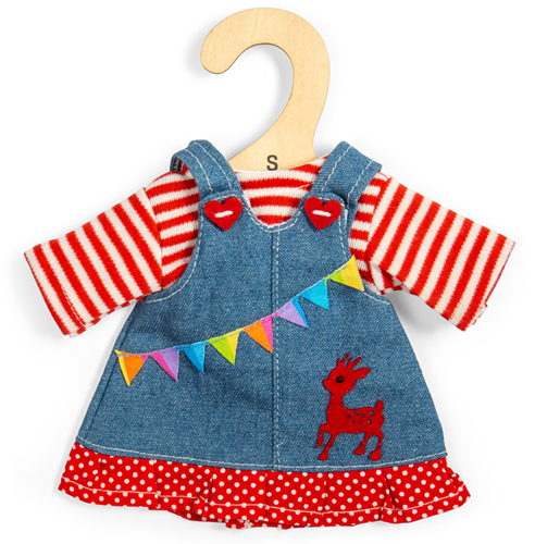 BigJigs vêtements poupée robe chasuble en jean - accessoire poupée-2