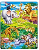 Puzzle animaux safari carton 18 pièces jouet éducatif