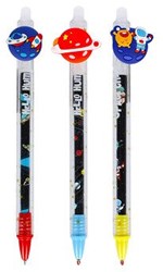 Stylo bille effaçable espace bleu rouge noir plastique enfants
