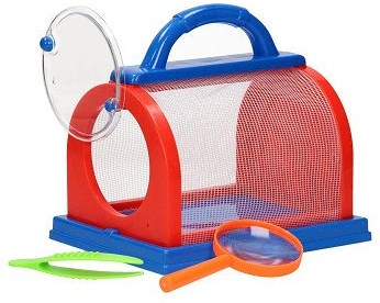 Boîte d'observation d'insectes jouet rouge bleu avec loupe et pince