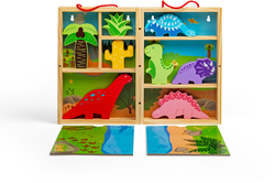 BigJigs coffret de jeu dinosaure jouet en bois boîte de voyage
