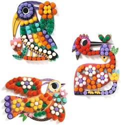 Djeco kit créatif oiseaux - set de collage pompons créatif