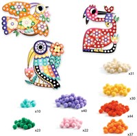 Djeco kit créatif oiseaux - set de collage pompons créatif-3