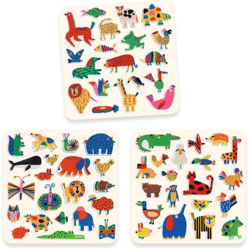 Djeco stickers animaux feutrine 60 pièces - set créatif FSC