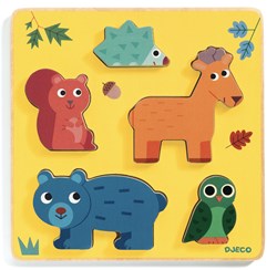 Djeco puzzle en bois formes Frimours - puzzle animaux 5 pièces