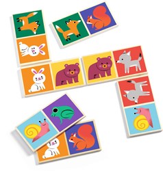 Djeco jeu éducatif en bois Domino Wood - FSC 100% animaux de la forêt