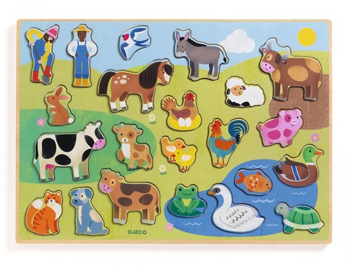 Djeco puzzle en bois - jouet éducatif Puzzlo Campo pour enfants-2