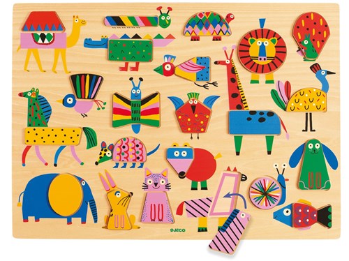 Djeco puzzle en bois jouet - Puzzlo Geo - FSC 100% durable
