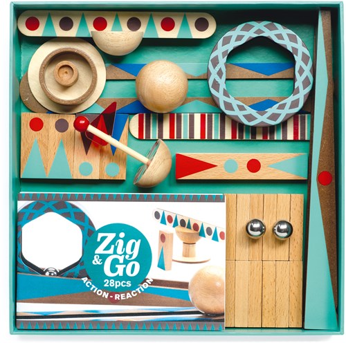 Djeco jouet en bois à réaction en chaîne Zig & Go Roll 28 pièces FSC-3