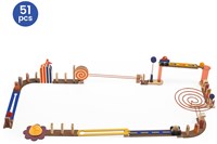Djeco jeu de réaction en chaîne en bois Zig & Go Junior Racer 51 pièces