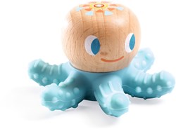 Djeco jouet bébé anneau de dentition BabySquidi - bois FSC et silicone