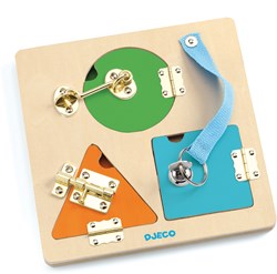 Djeco jouet en bois pour bébé LockBasic - jouet de motricité FSC
