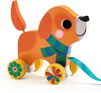 Djeco jouet à tirer en bois Lou - chien coloré FSC bébé