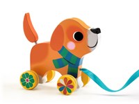 Djeco jouet à tirer en bois Lou - chien coloré FSC bébé-2