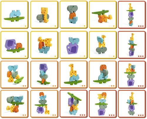 Djeco jeu de construction Ze Totanimo - jeu d'équilibre animaux en bois FSC
