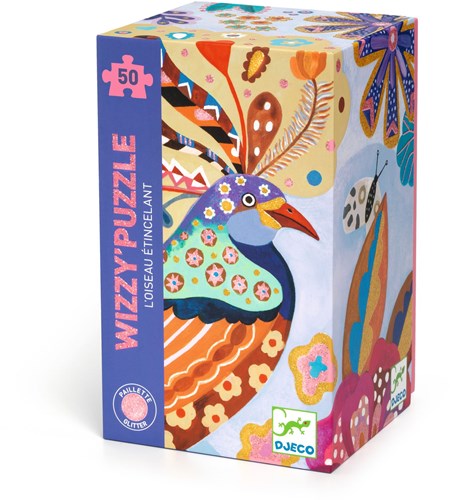 Djeco puzzle Sparkling bird - 50 pièces - carton FSC pailleté-3