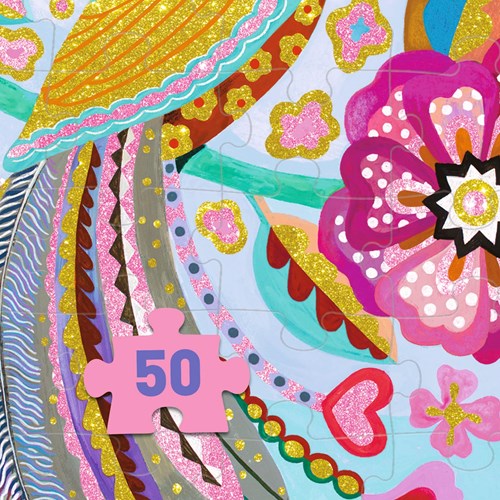 Djeco puzzle Sparkling bird - 50 pièces - carton FSC pailleté-2