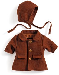 Djeco vêtements poupée manteau et bonnet automne - pour poupées 30-34 cm