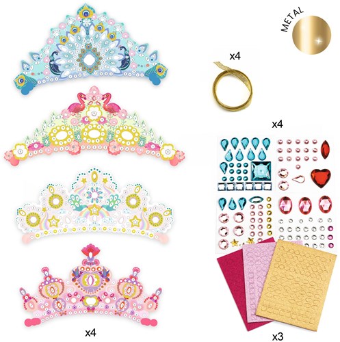 Djeco mosaïques & stickers set créatif princesses - diadèmes à décorer-2
