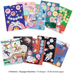 Djeco coffret créatif Spirales - Bloc à dessin 10 thèmes et accessoires