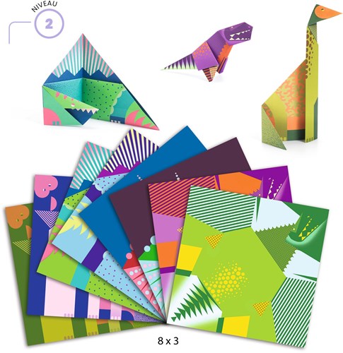 Djeco kit origami dinosaures - papier FSC - activité créative-2