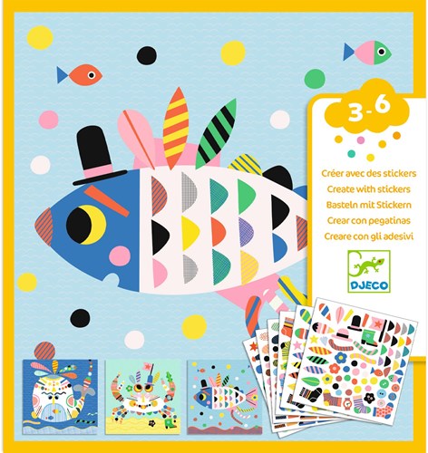 Djeco stickers créatures marines - kit créatif pour enfants-3