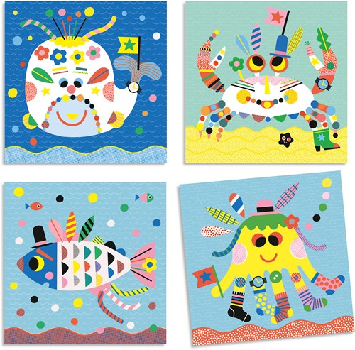 Djeco stickers créatures marines - kit créatif pour enfants