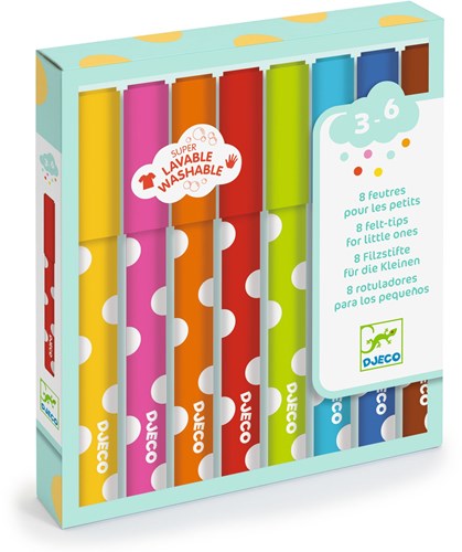 Djeco couleurs 8 feutres lavables pour jeunes enfants-3
