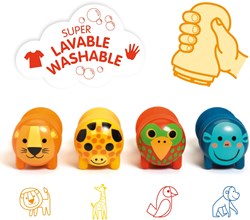 Djeco set de tampons animaux de la savane - tampons ergonomiques pour enfants