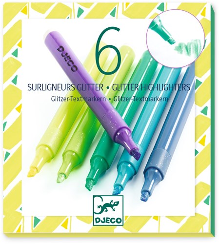 Djeco surligneurs pailletés - lot de 6 - set créatif pour enfants-2