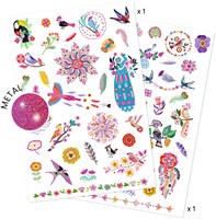 Djeco tattoo Bright birds - tatouages temporaires enfants oiseaux métalliques