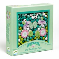 Djeco coffret perles en bois - création bijoux fleurs et feuilles-3